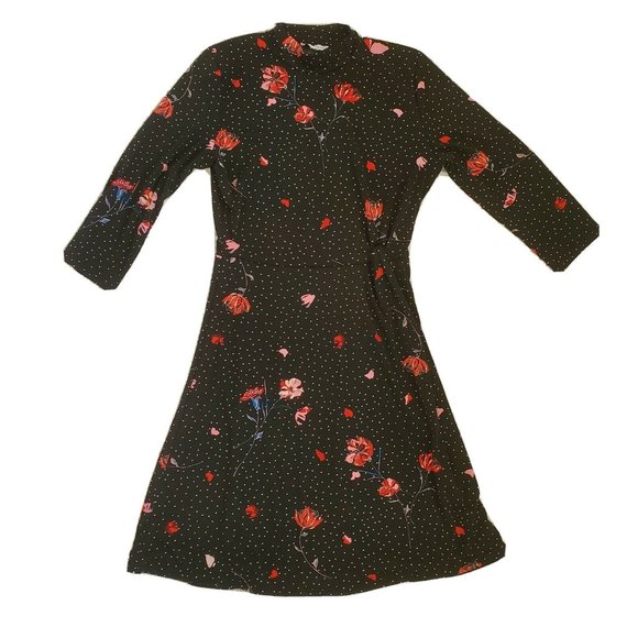 warehouse black polka dot dress